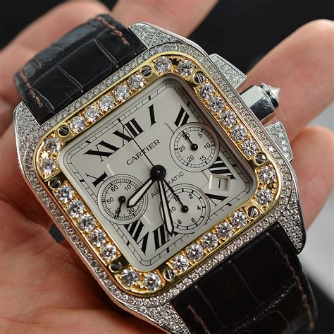 cartier watch gold and silver|cartier gold watch with diamonds.